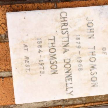 THOMSON John 1879-1968 &amp; Christina Donnelly 1884-1975