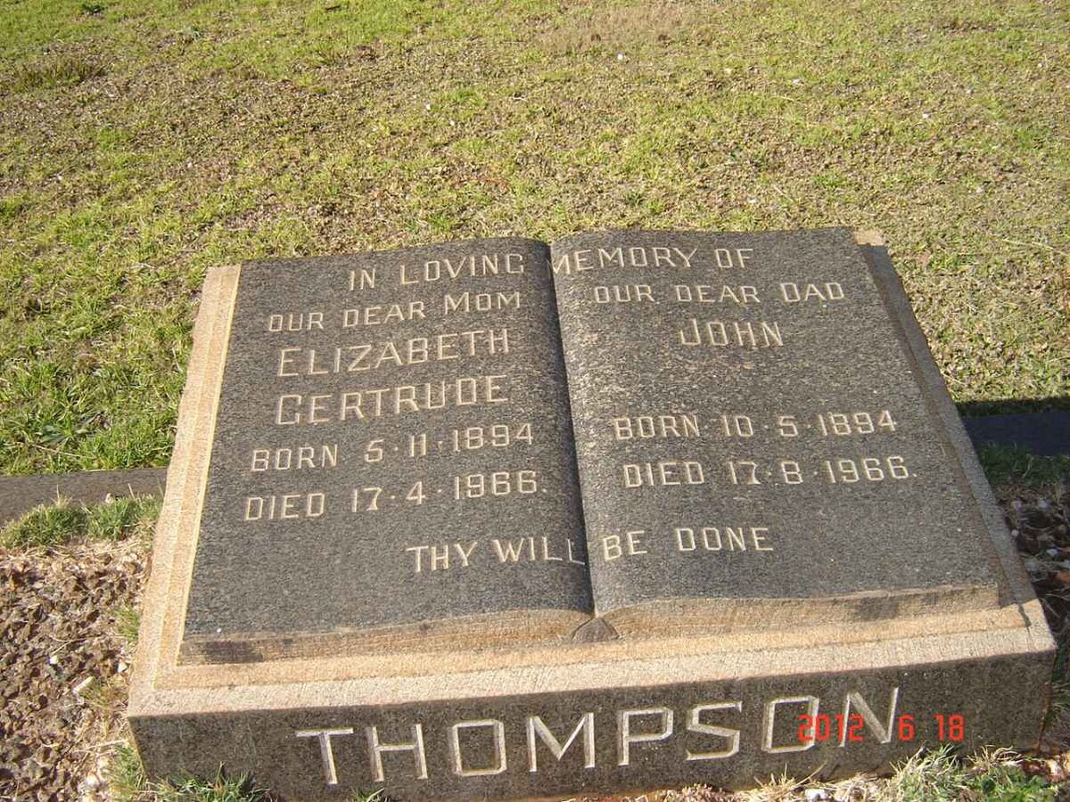 THOMPSON John 1894-1966 &amp; Elizabeth Gertrude 1894-1966