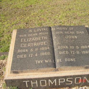 THOMPSON John 1894-1966 &amp; Elizabeth Gertrude 1894-1966