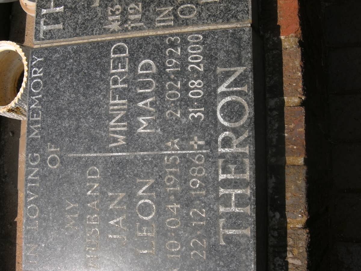 THERON Jan Leon 195-1986 &amp; Winifred Maud 1923-2000