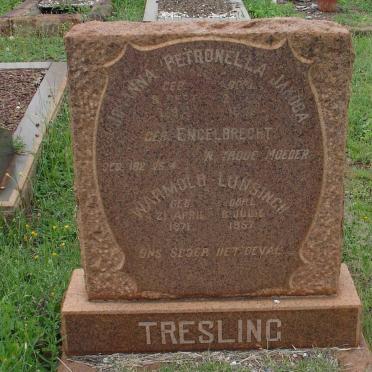 TRESLING Warmold Lunsingh 1871-1957 &amp; Johanna Petronella Jakoba ENGELBRECHT 1887-1942