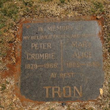 TRON Peter Crombie 1879-1966 &amp; Mary Alice 1985-1965