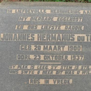 TOIT Johannes Hermanus, du 1900-1937