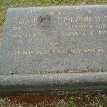 TONDER Jan C.A., van 1973-1962 &amp; Philippina M.C. 1878-1962