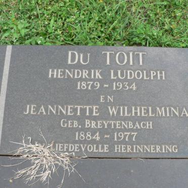 TOIT Hendrik Ludolph, du 1879-1934 &amp; Jeannette Wilhelmina BREYTENBACH 1884-1977