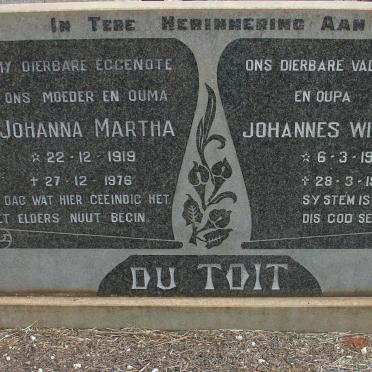 TOIT Johannes Willem, du 1912-1981 &amp; Johanna Martha 1919-1976