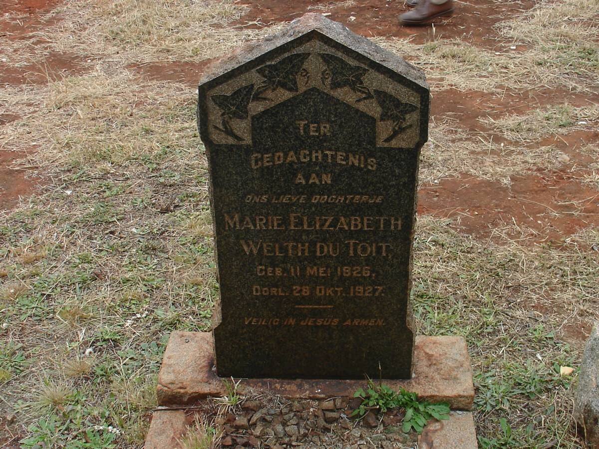TOIT Marie Elizabeth Welth, du 1926-1927
