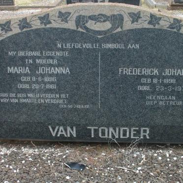 TONDER Frederick Johannes 1898-1979 &amp; Maria Johanna 1896-1961
