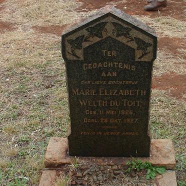 TOIT Marie Elizabeth Welth, du 1926-1927