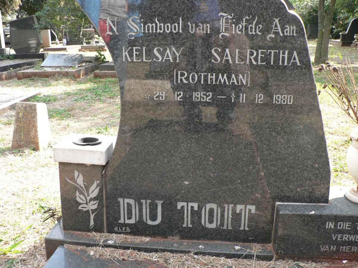 TOIT Kelsay Salretha, du nee ROTHMAN 1952-1980