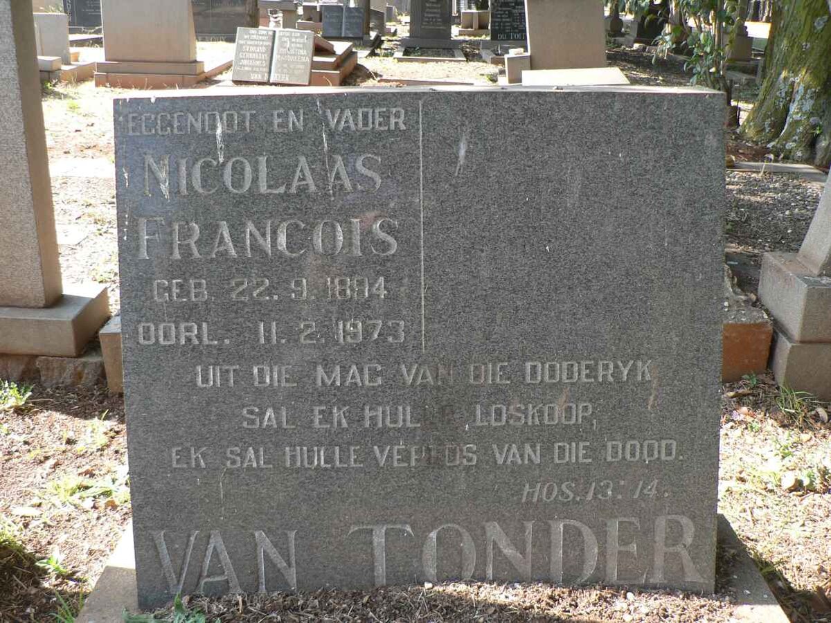 TONDER Nicolaas Francois, van 18?4-1973