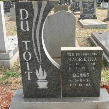 TOIT Dennis, du 1936-2002 &amp; Magrietha 1940-1984
