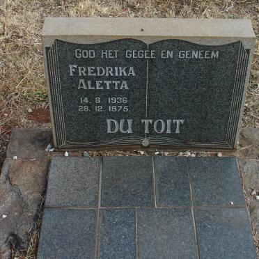 TOIT Fredrika Aletta, du 1936-1975