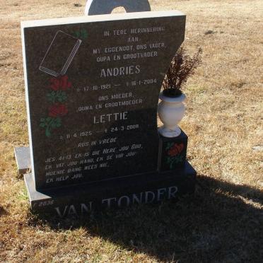 TONDER Andries, van 1921-2004 &amp; Lettie 1925-2008