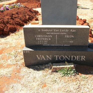 TONDER Christiaan Frederick, van 1927-2007 &amp; Freda 1926-