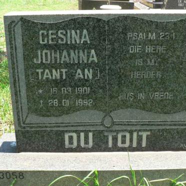 TOIT Gesina Johanna, du 1901-1992