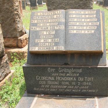 TOIT Matthiam Coetzee, du 1884-1938 &amp; Georgina Hendrika BOON -1946