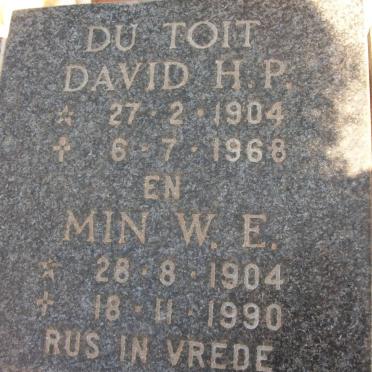 TOIT H.P., du 1904-1968 &amp; W.E. 1904-1990