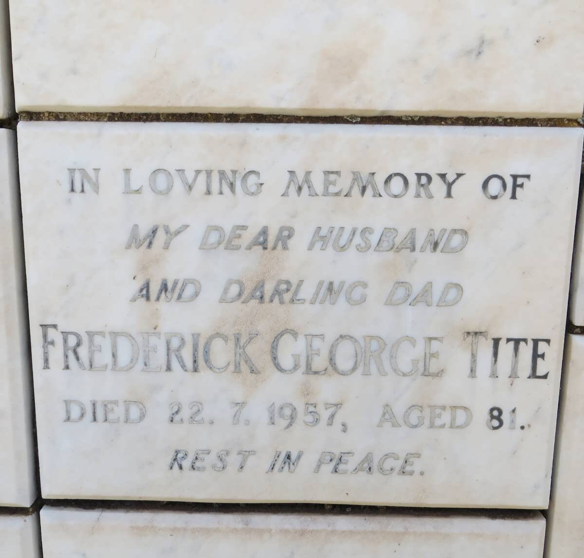 TITE Frederick George -1957