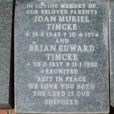 TIMCKE Brian Edward 1937-1992 &amp; Joan Muriel 1943-1974
