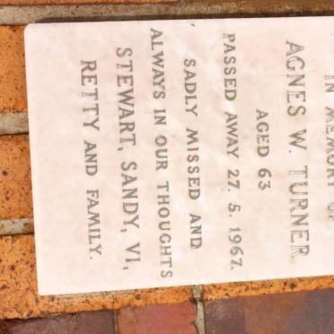 TURNER Agnes W. -1967