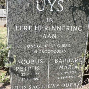 UYS Jacobus Petrus 1899-1985 &amp; Barbara Maria 1904-1977