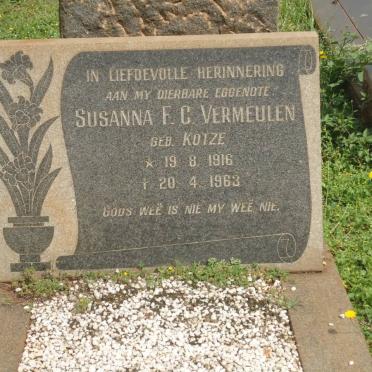 VERMEULEN Susanna F.C. nee KOTZE 1916-1963
