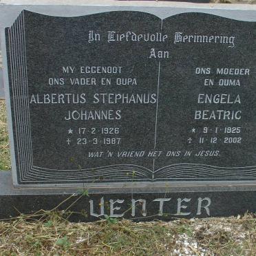 VENTER Albertus Stephanus Johannes 1926-1987 &amp; Engela Beatric 1925-2002