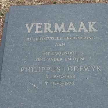 VERMAAK Philippus Lodewyk 1934-1978
