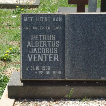 VENTER Petrus Albertus Jacobus 1930-1990