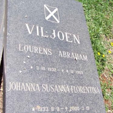 VILJOEN Lourens Abraham 1932-1989 &amp; Johanna Susanna Florentina 1933-2000