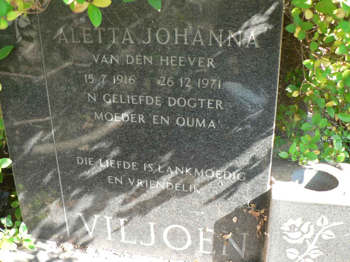VILJOEN Aletta Johanna nee VAN DEN HEEVER 1916-1971