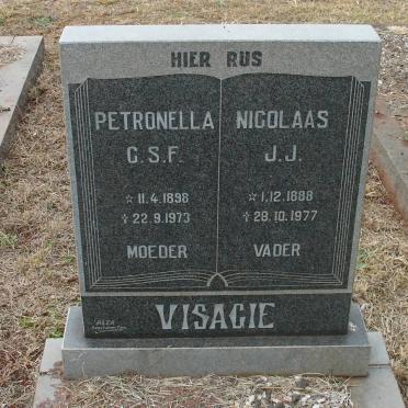 VISAGIE Nicolaas J.J. 1888-1977 &amp; Petronella C.S.F. 1898-1973