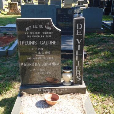 VILLIERS Theunis Gaurnet, de 1931-1987 &amp; Magritha Johanna 1935-19?