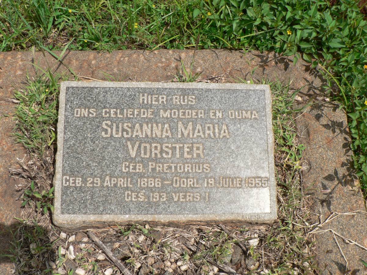 VORSTER Susanna Maria nee PRETORIUS 1886-1955
