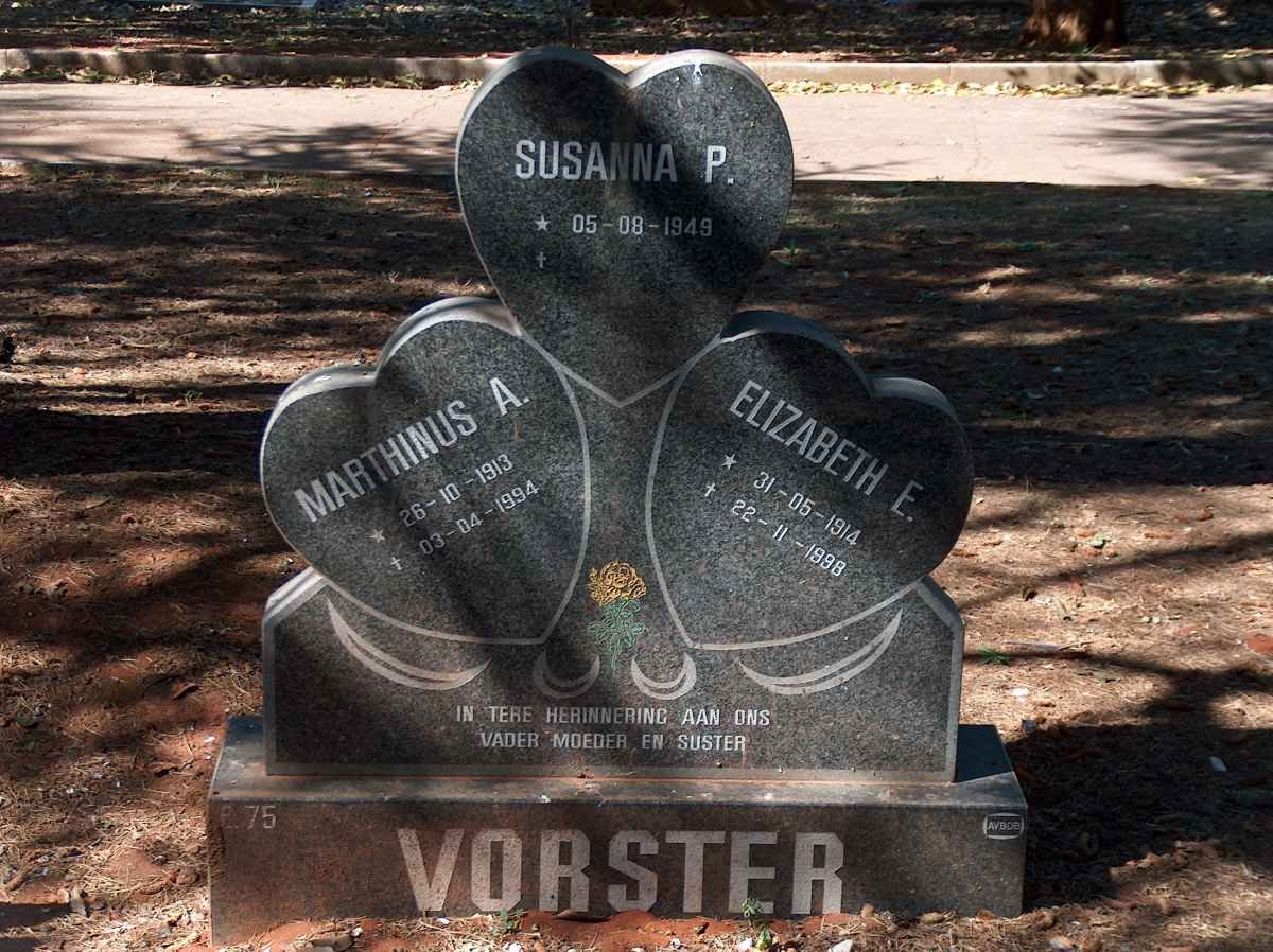 VORSTER Marthinus A. 1913-1994 &amp; Elizabeth 1914-1998 :: VORSTER Susanna P. 1949-