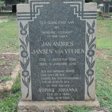 VUUREN Jan Andries, Jansen van 1888-1942 &amp; Sophia Johanna 1894-1967