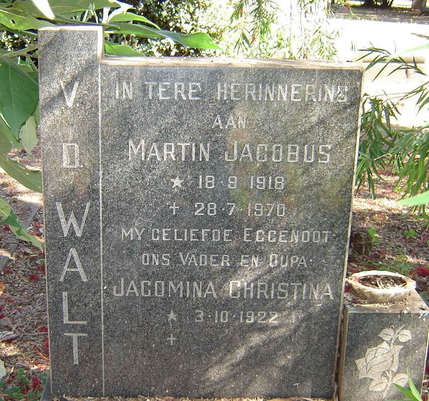 WALT Martin Jacobus, v.d 1918-1970 &amp; Jacomina Christina 1922-
