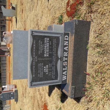 WALSTRAND Jan Louis 1938-2006 &amp; Magdeline Elizabeth 1944-