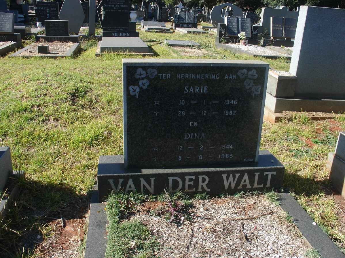 WALT Sarie, van der 1946-1982 :: VAN DER WALT Dina 1944-1985
