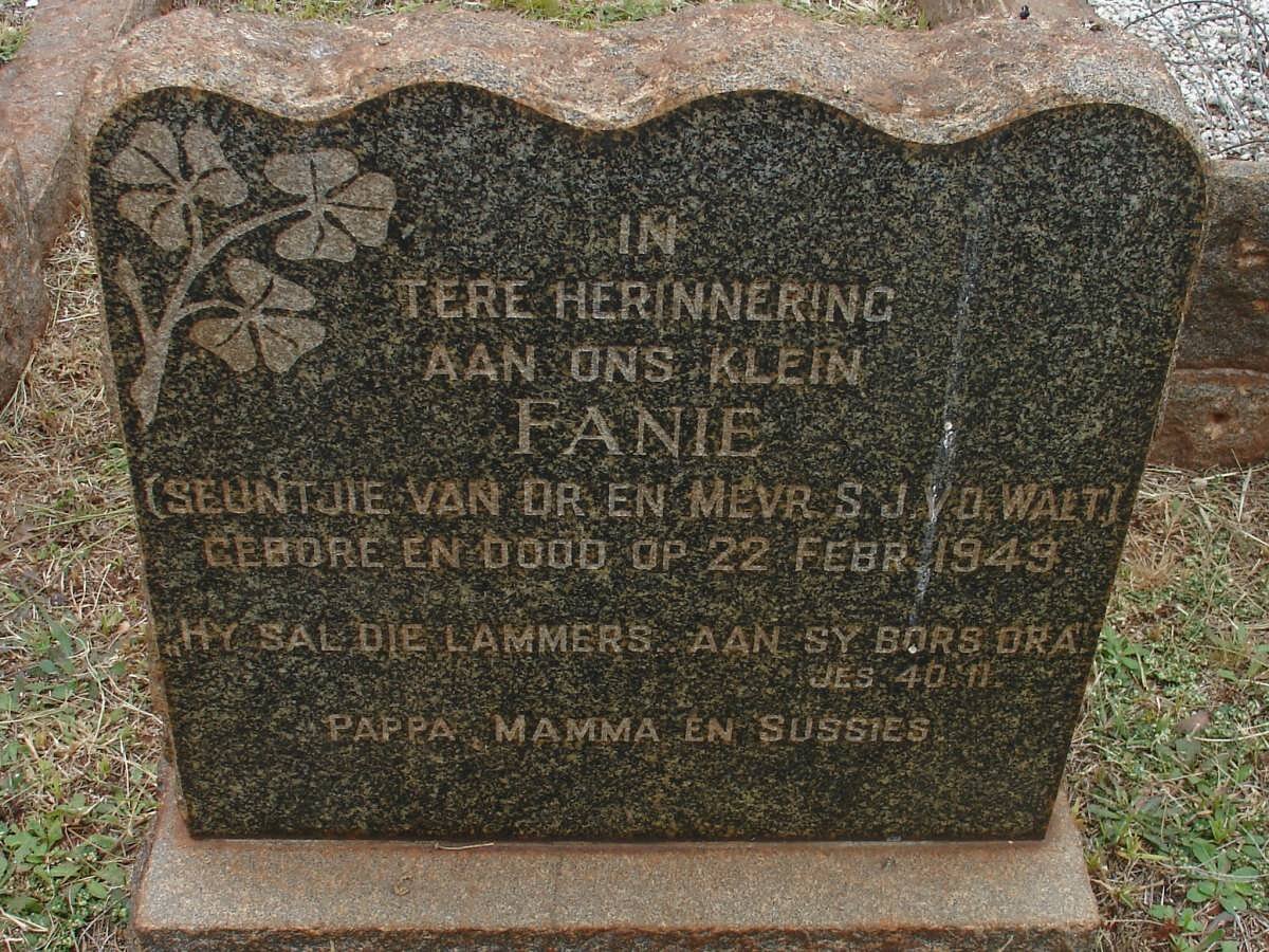 WALT Fanie, v.d. 1949-1949