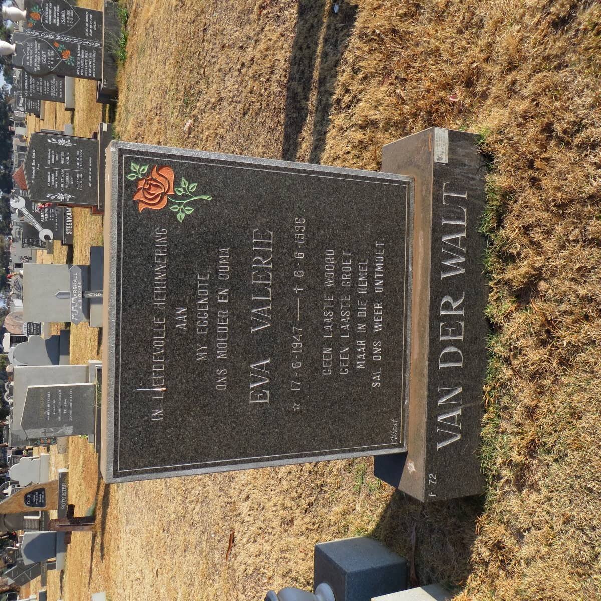 WALT Eva Valerie, van der 1947-1996