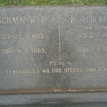 WAAL Schalk W.P., de 1902-1965 &amp; P Albertina RAMAN 1907-1996 