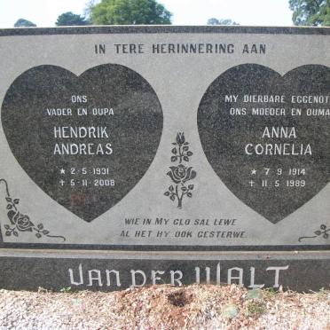 WALT Hendrik Andreas, van der 1931-2008 &amp; Anna Cornelia 1914-1989