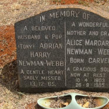 WEBB Adrian Harry, Newman -1966 &amp; Alice Margaret CARVER 1903-1985