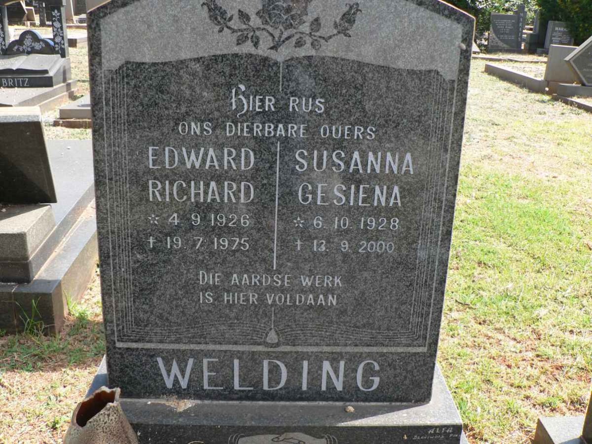 WELDING Edward Richard 1926-1975 &amp; Susanna Gesiena 1928-2000