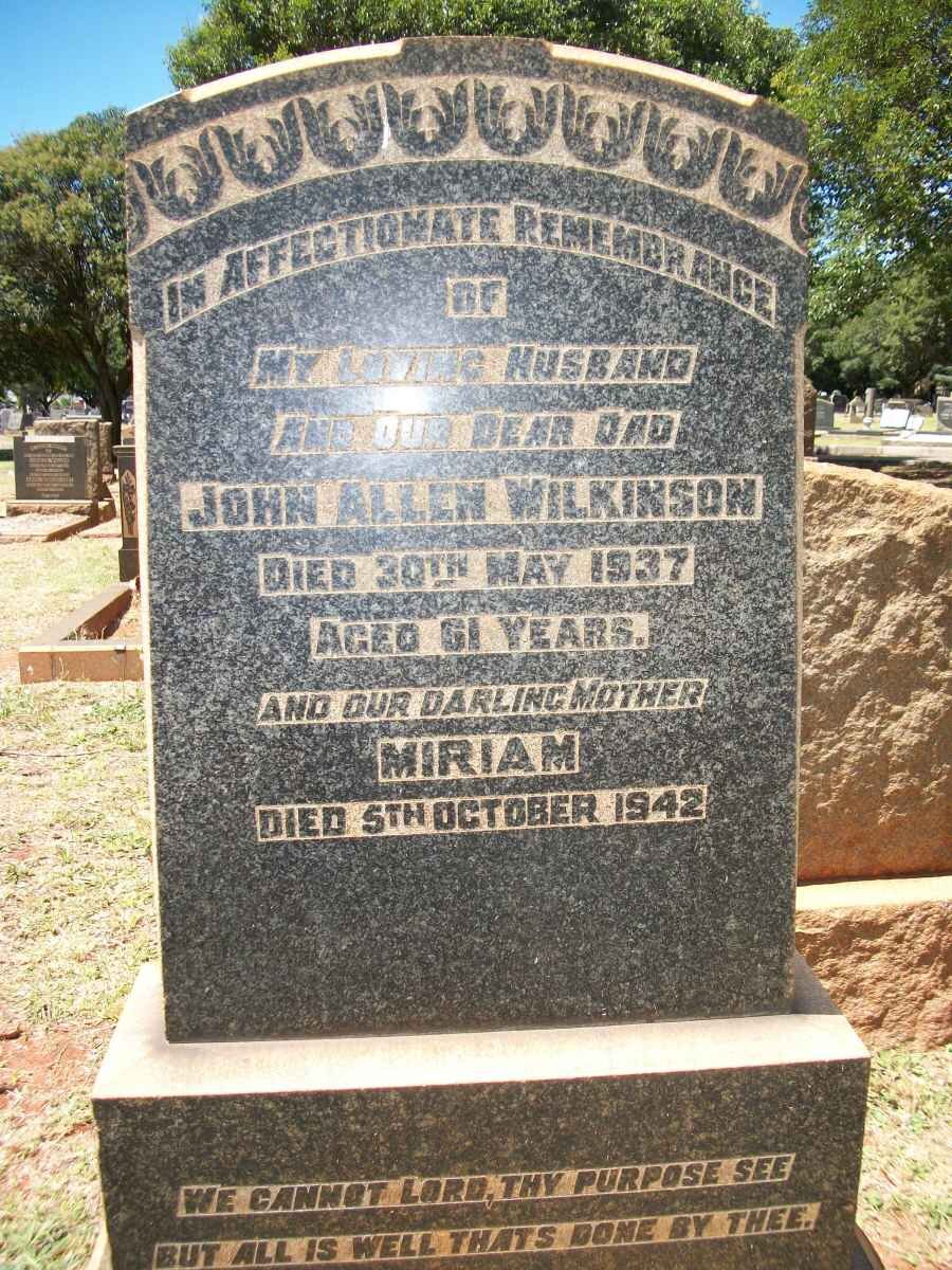 WILKINSON John Allen -1937 &amp; Miriam -1942