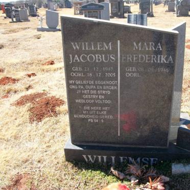 WILLEMSE Willem Jacobus 1947-2005 &amp; Mara Frederika 1946-