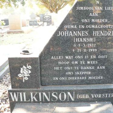 WILKINSON Johannes Hendrik nee VORSTER 1922-1999