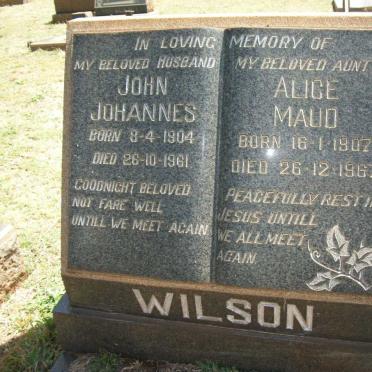 WILSON John Johannes 1904-1961 &amp; Alice Maud 1907-1967
